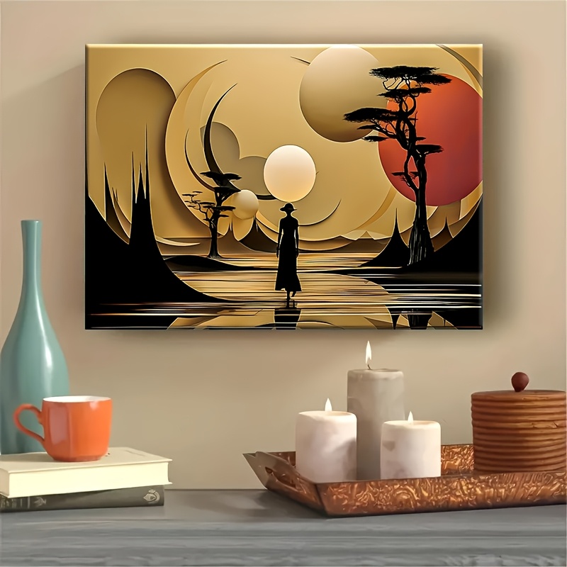 Interior Design Poster - Abstrakte afrikanische Landschaft Poster druckt goldene