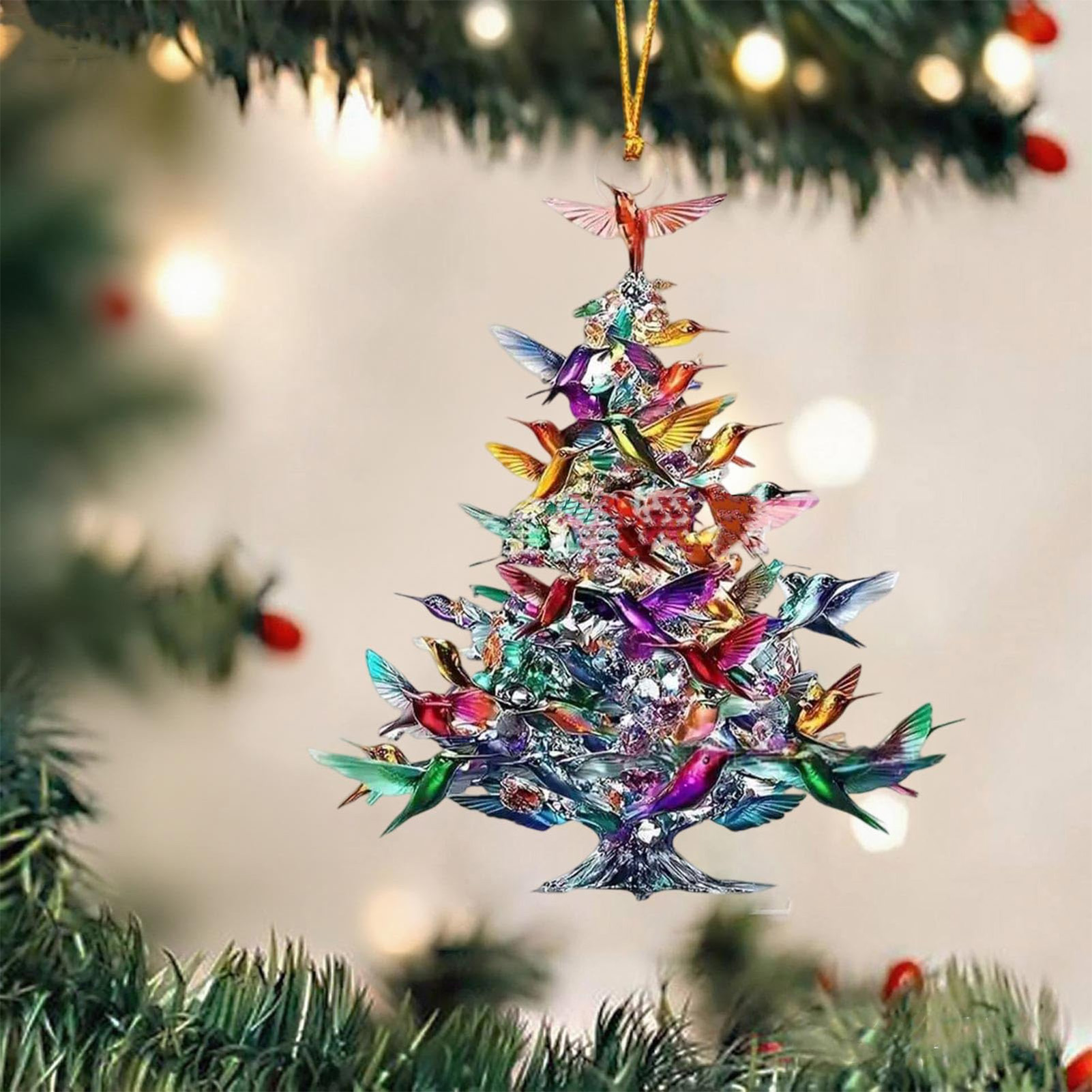 Interior Design Xmas - 8 cm 2D-Acryl-Vogelornamente für Weihnachtsbaum, hängender