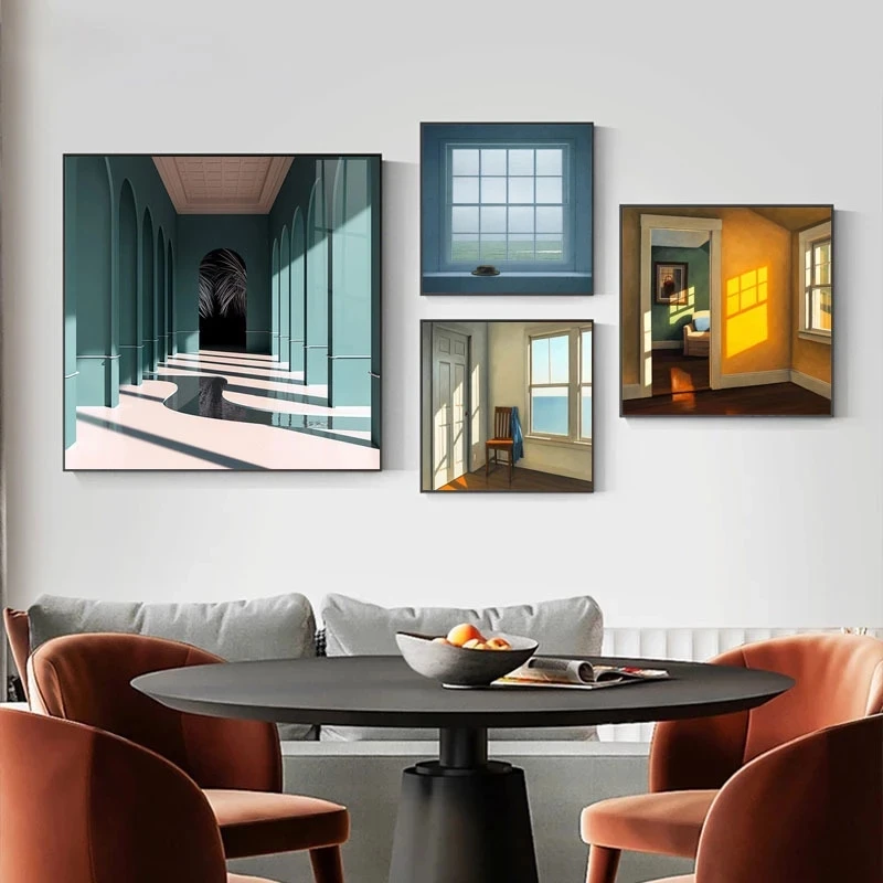 Interior Design Poster - Nordic Fenster Außerhalb Landschaft Leinwand Malerei