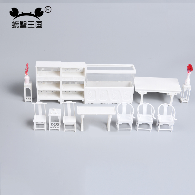 Interior Design Build - 25-teiliges Puppenhaus-Möbelset aus Kunststoff, Tisch, Stuhl,