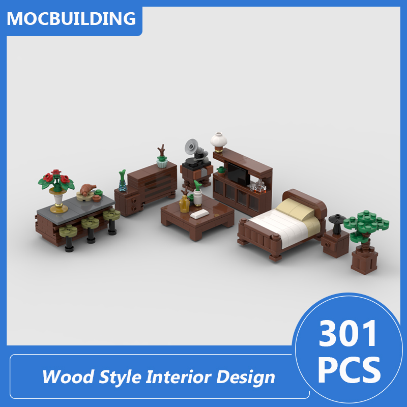 Interior Design Build - Holzstil Innenarchitektur Modell MOC Modulare Gebäude